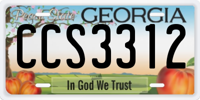 GA license plate CCS3312