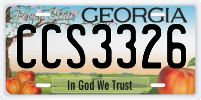 GA license plate CCS3326