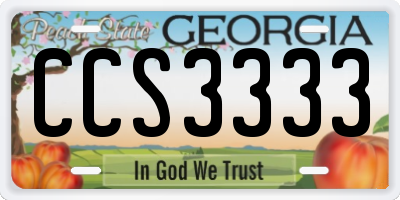 GA license plate CCS3333