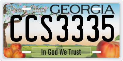 GA license plate CCS3335