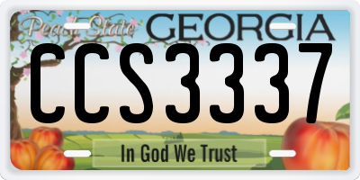 GA license plate CCS3337