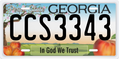 GA license plate CCS3343