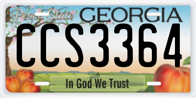 GA license plate CCS3364