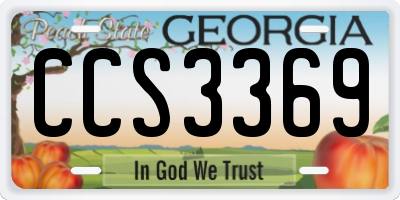GA license plate CCS3369