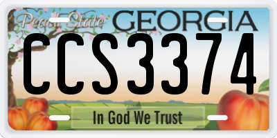GA license plate CCS3374