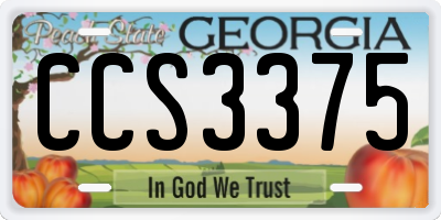 GA license plate CCS3375