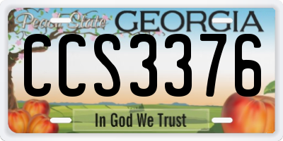GA license plate CCS3376