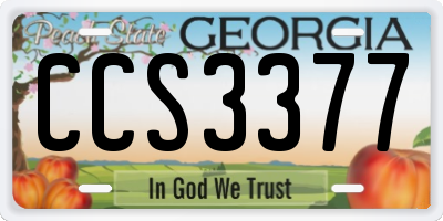 GA license plate CCS3377