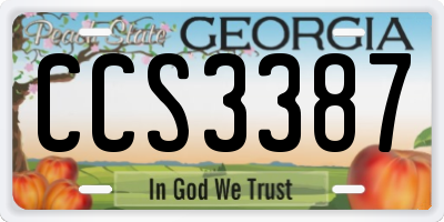 GA license plate CCS3387