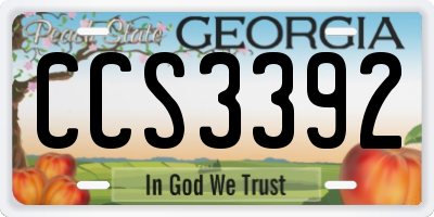 GA license plate CCS3392