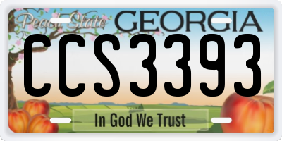 GA license plate CCS3393