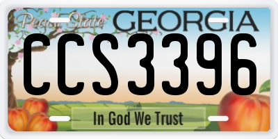 GA license plate CCS3396