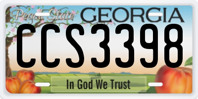 GA license plate CCS3398