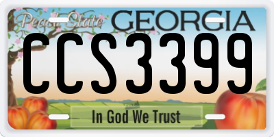 GA license plate CCS3399
