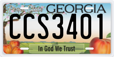 GA license plate CCS3401