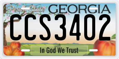 GA license plate CCS3402