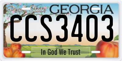 GA license plate CCS3403