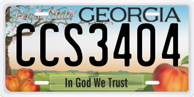GA license plate CCS3404