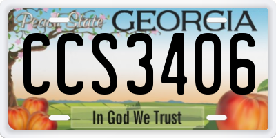 GA license plate CCS3406
