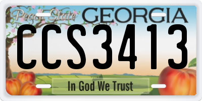 GA license plate CCS3413