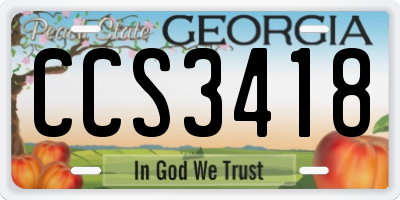 GA license plate CCS3418