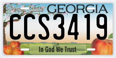 GA license plate CCS3419