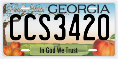 GA license plate CCS3420