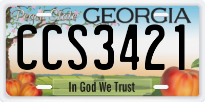 GA license plate CCS3421