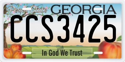 GA license plate CCS3425