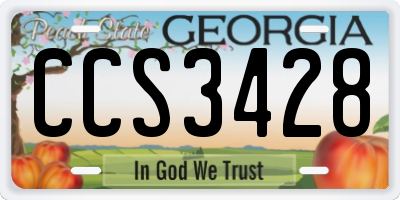 GA license plate CCS3428