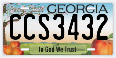 GA license plate CCS3432
