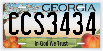 GA license plate CCS3434
