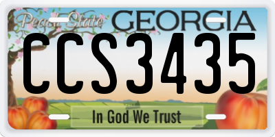 GA license plate CCS3435