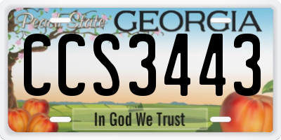 GA license plate CCS3443