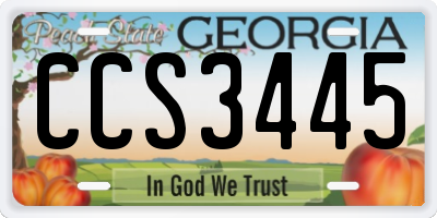 GA license plate CCS3445