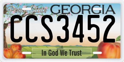 GA license plate CCS3452