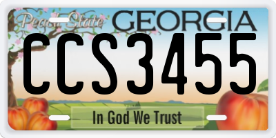 GA license plate CCS3455