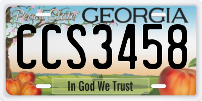 GA license plate CCS3458