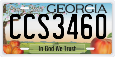 GA license plate CCS3460
