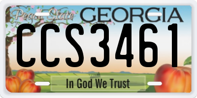 GA license plate CCS3461