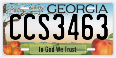 GA license plate CCS3463