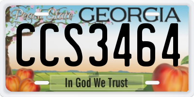 GA license plate CCS3464
