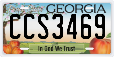 GA license plate CCS3469