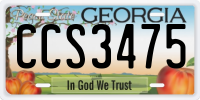 GA license plate CCS3475