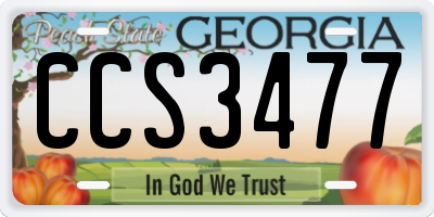 GA license plate CCS3477
