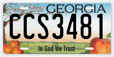 GA license plate CCS3481