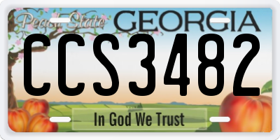 GA license plate CCS3482