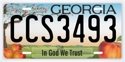 GA license plate CCS3493