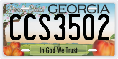 GA license plate CCS3502