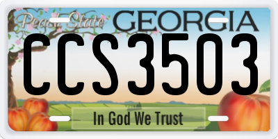 GA license plate CCS3503